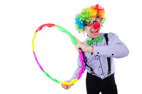 Clown divertente con hula hoop — Foto Stock