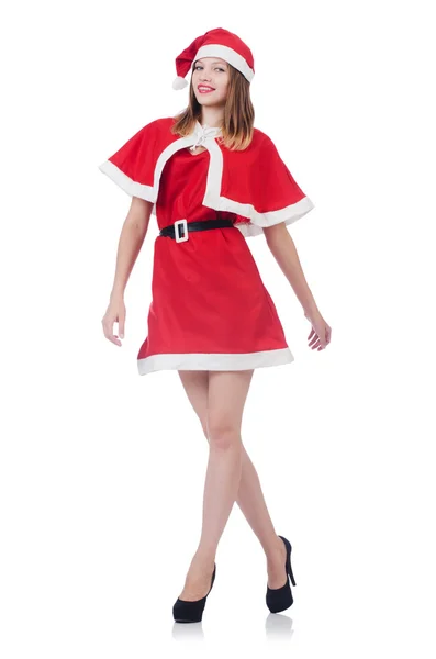 Giovane donna in costume rosso Santa — Foto Stock