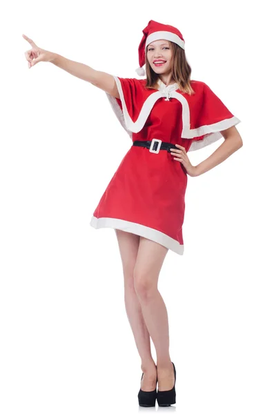 Young woman in red santa costume — Stock Photo, Image