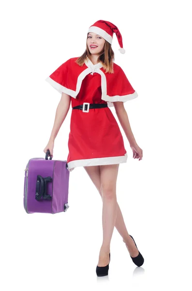 Giovane donna in rosso Santa — Foto Stock