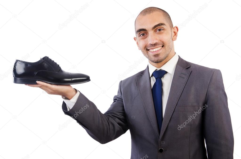 Man with choice of shoes