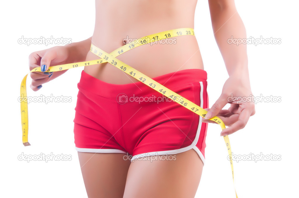 Woman in bikini in diet concept