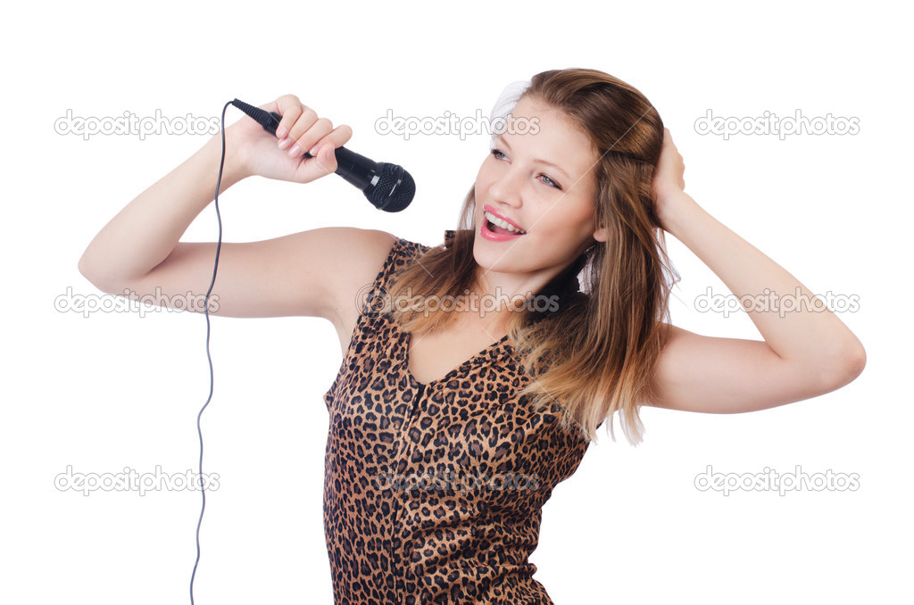 Woman singer with microphone