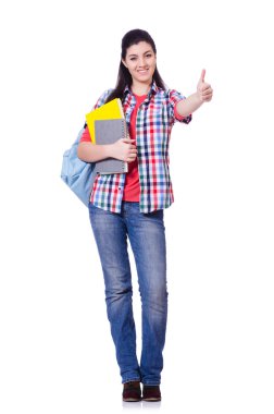 Beyaz kitapları ile genç öğrenci