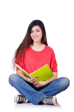 Beyaz kitapları ile genç öğrenci