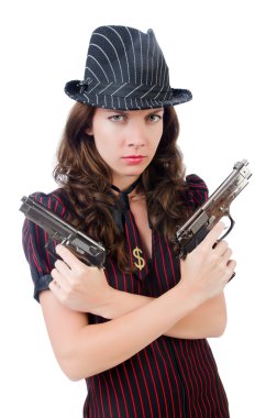 genç kadın gangster silahlı