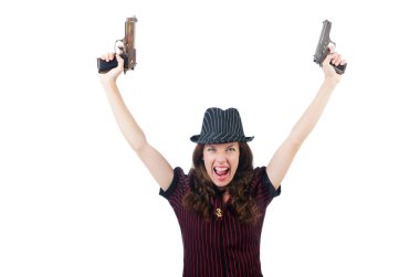 genç kadın gangster silahlı