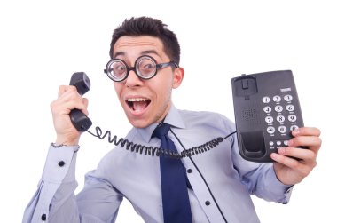 telefon ile deli adam