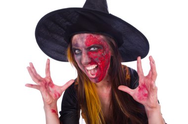 Beyaz arkaplanda izole cadı