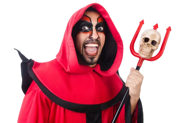 Homme diable en costume rouge — Photo