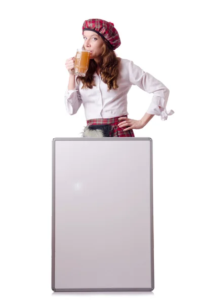 Scottish woman with board — Stock Photo, Image