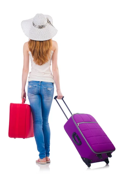 Girl with suitcases — Stock Photo, Image