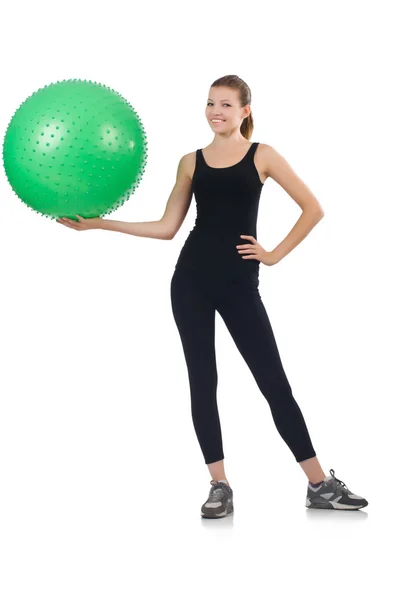 Jeune femme avec ballon d'exercice — Photo