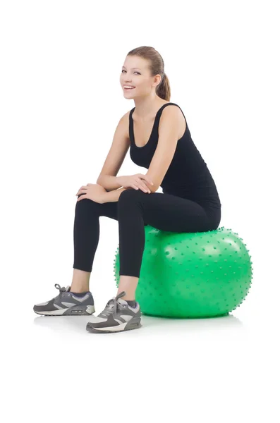 Young woman with ball exercising — Stock Photo, Image