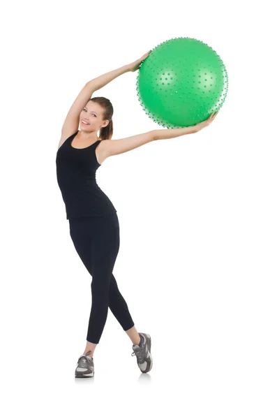 Young woman with ball exercising — Stock Photo, Image