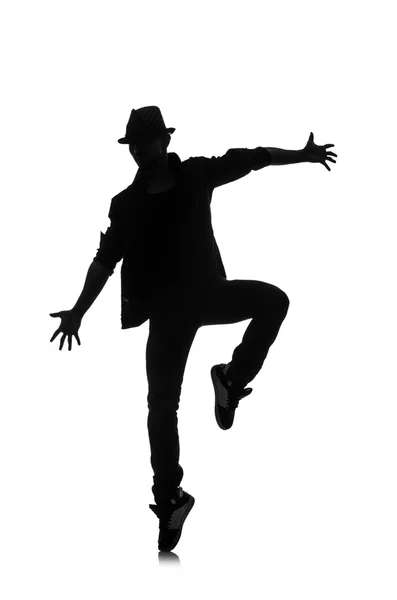 Силуэт мужчины-танцора — стоковое фото
