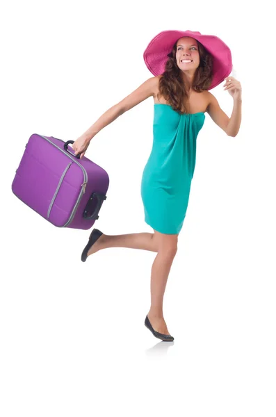 Girl with suitcase — Stock Photo, Image