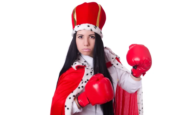 Królowa kobiet w rękawiczkach bokserskich — Zdjęcie stockowe