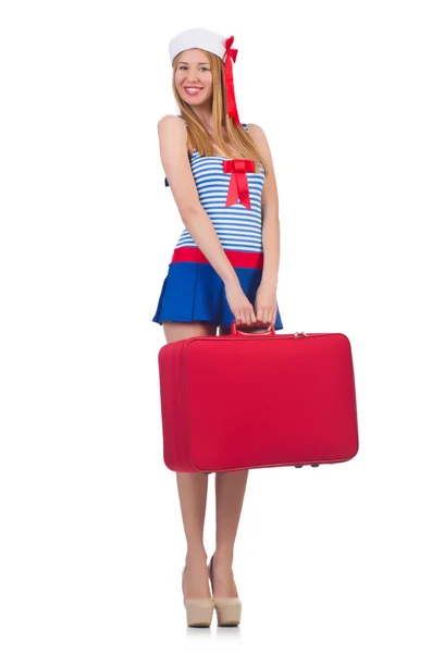 Accompagnateur de voyage femme avec valise — Photo