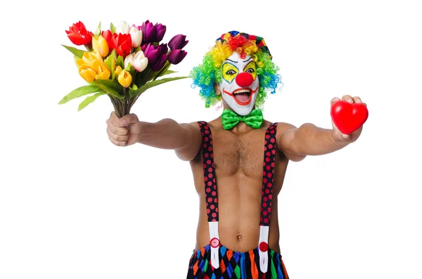 Clown con fiori — Foto Stock