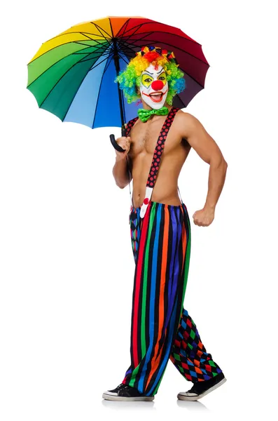Pajac z parasolem — Zdjęcie stockowe