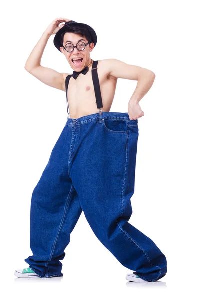 Uomo divertente con i pantaloni — Foto Stock