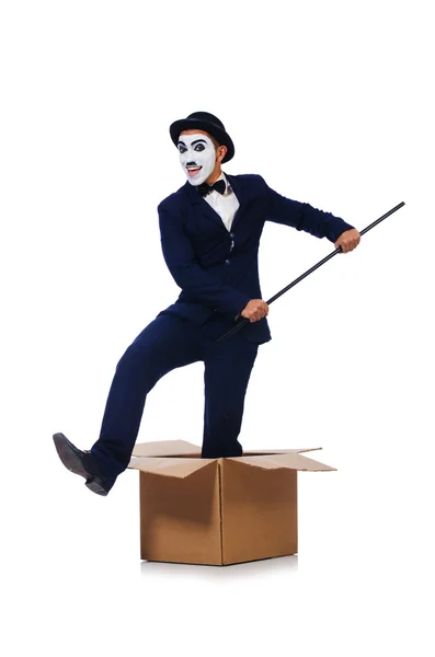 Mann mit Stock im Karton — Stockfoto