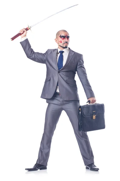 Businessman with sword — Stock Photo, Image