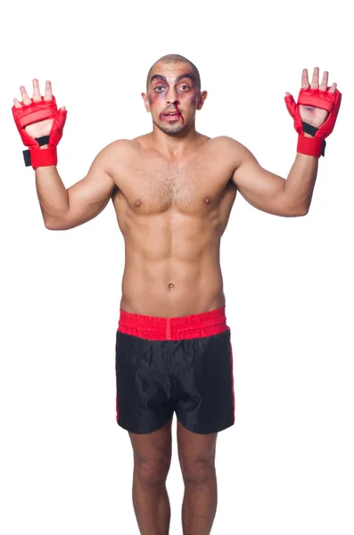 Badly beaten boxer — Stock Photo, Image