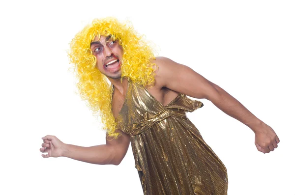 Man wearing woman clothing and wig — Stock Photo, Image