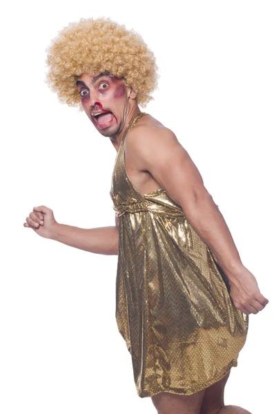 Man wearing woman clothing and wig — Stock Photo, Image