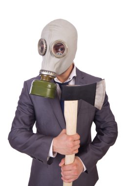 iş adamı giyen gaz maskesi