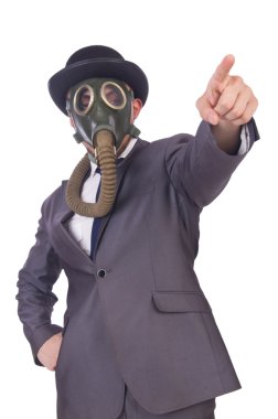iş adamı giyen gaz maskesi