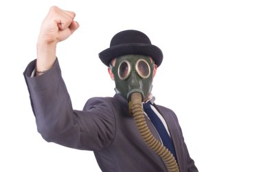 iş adamı giyen gaz maskesi