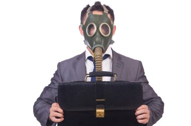 iş adamı giyen gaz maskesi