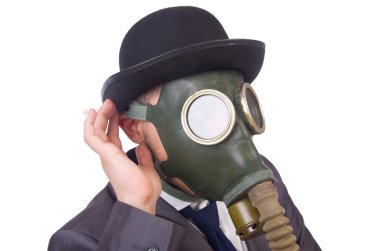 iş adamı giyen gaz maskesi