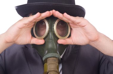iş adamı giyen gaz maskesi