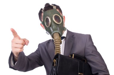 iş adamı giyen gaz maskesi