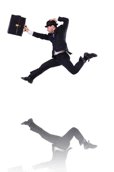 Funny businessman jumping — Stock Photo, Image