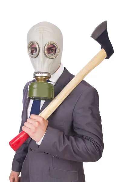 Affärsman bära gasmask — Stockfoto