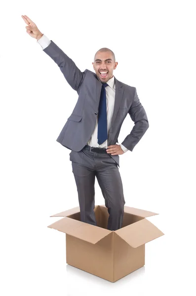 Biznesmen z pudełkiem — Zdjęcie stockowe