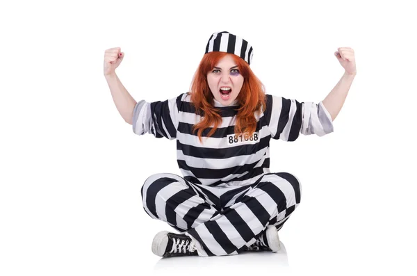 Prisoner in striped uniform — Stock Photo, Image