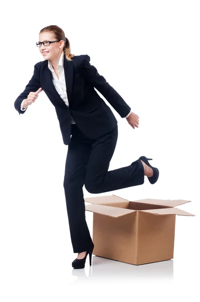 Woman out of box concept — Stock Photo, Image