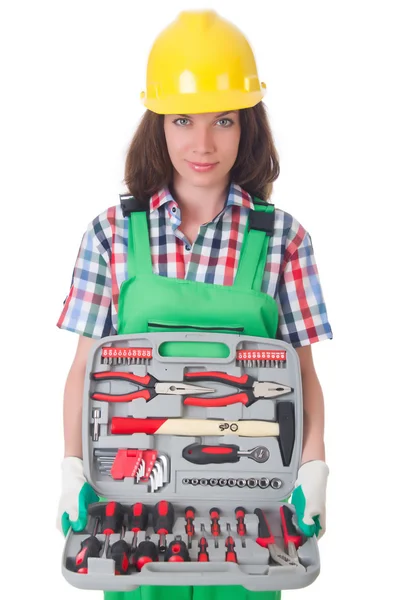 Giovane donna con toolkit — Foto Stock