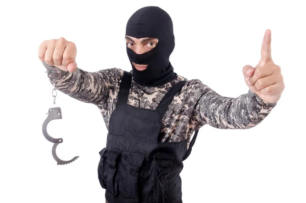 Soldier with handcuffs — Stock Photo, Image