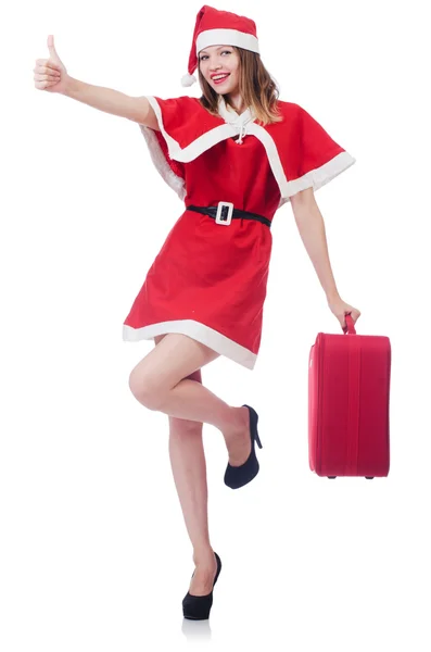 Giovane donna in costume rosso Santa — Foto Stock