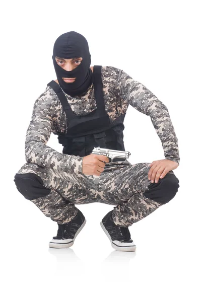 Soldier in camouflage with gun — Stock Photo, Image