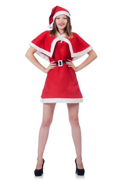 Giovane donna in costume rosso Santa — Foto Stock
