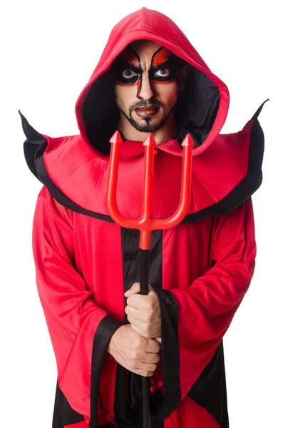 Homme diable en costume rouge — Photo