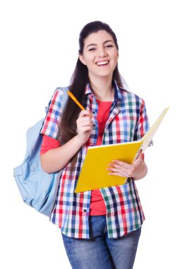 Beyaz kitapları ile genç öğrenci